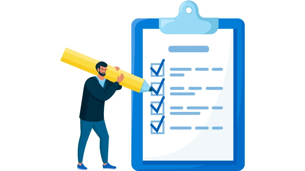 Person checking off a to do list using as physical productivity tool